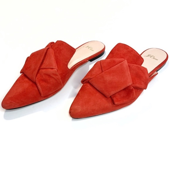 J. Crew Shoes - J. Crew Pointed suede Red bow mule slide shoes
